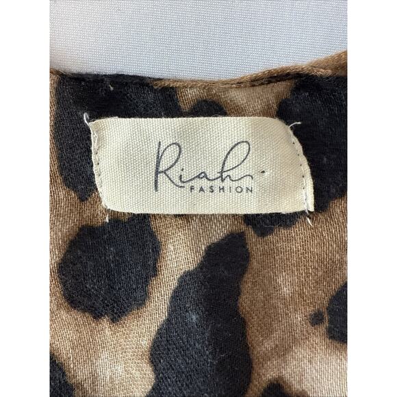 Riah Fashion Womens OS Boho Chic Leopard Black Trim Kimono Resort Beach Travel - Picture 5 of 7